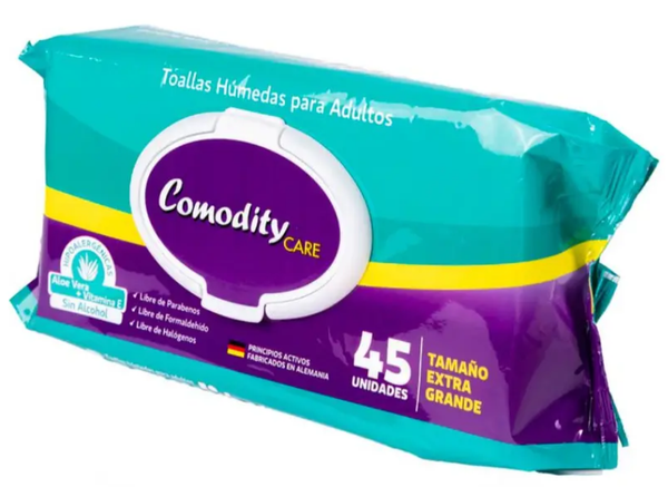 Toallas húmedas para adulto Comodity Care — 45 unidades